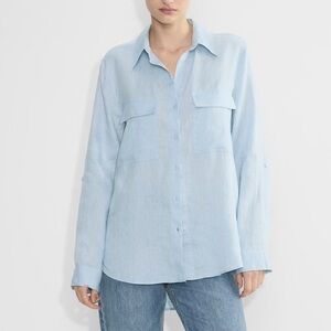 Aritzia Babaton Utility Linen Shirt / Dew Blue